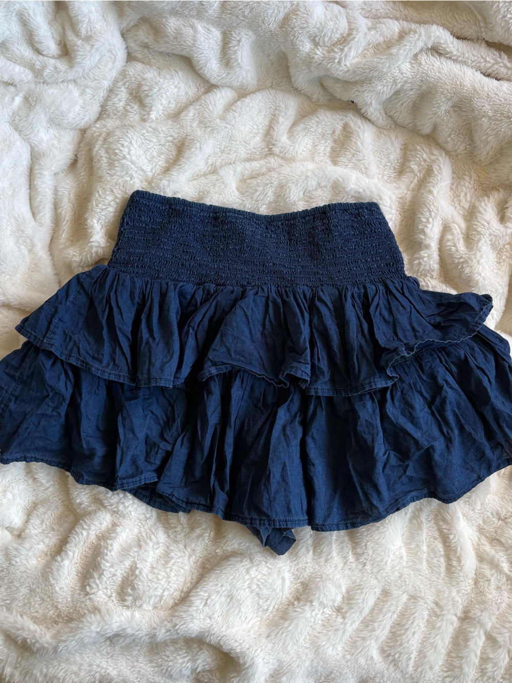 American Eagle Outfitters Navy Blue Tiered Ruffle Mini Skirt